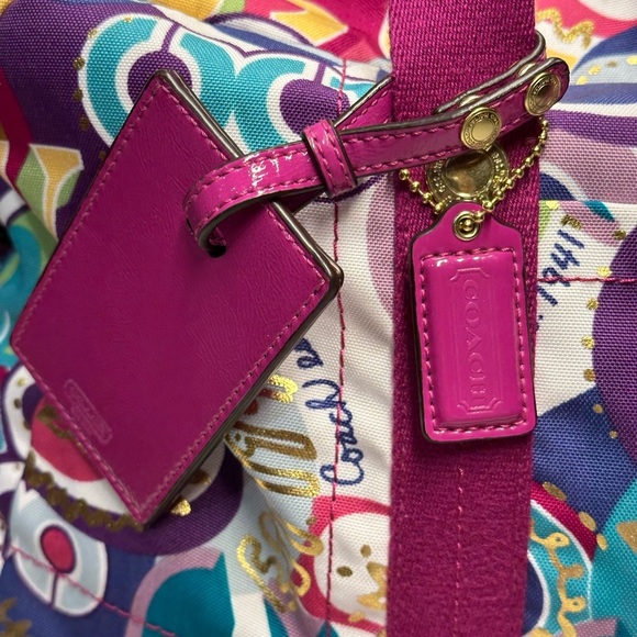 Rare Limited Edition Coach Poppy Pink Travel Bag with Whimsical Design EUC - Picture 5 of 16